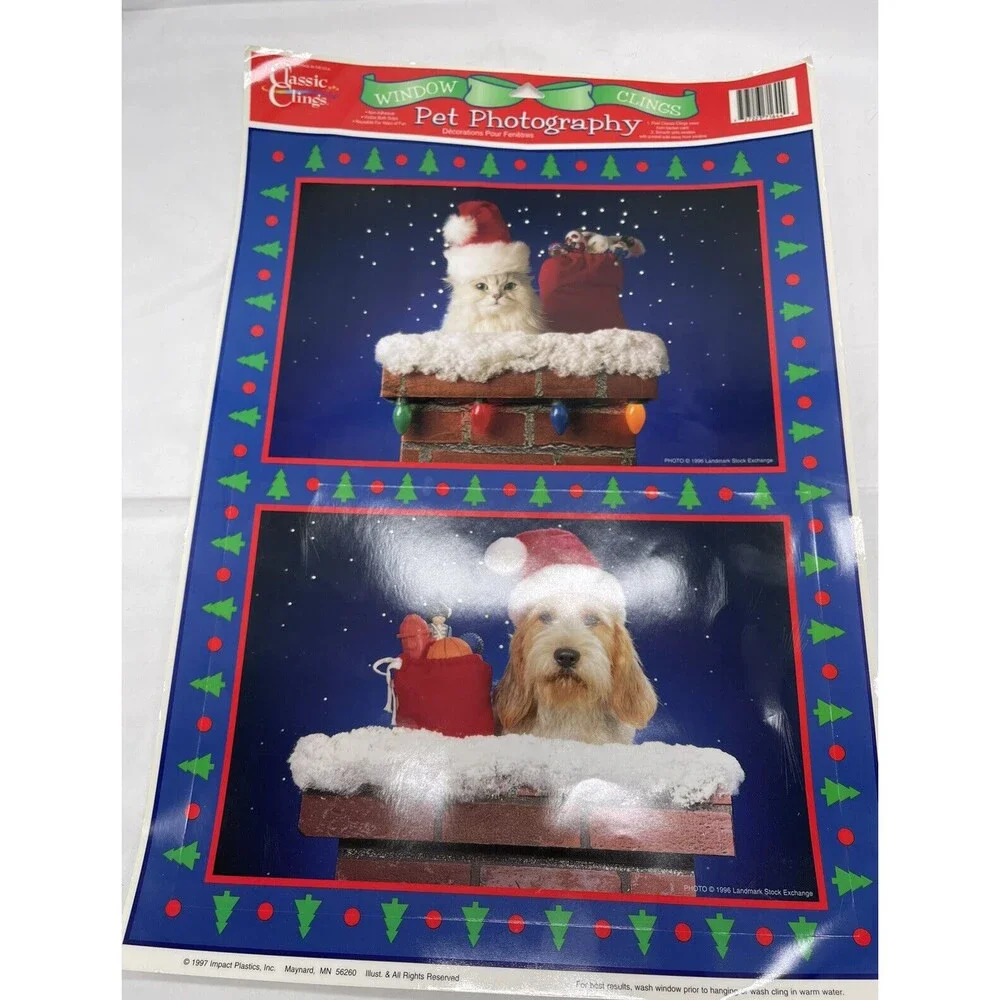 Vintage Classic Clings Window Clings Cat & Dog Pet Photography 1997 New